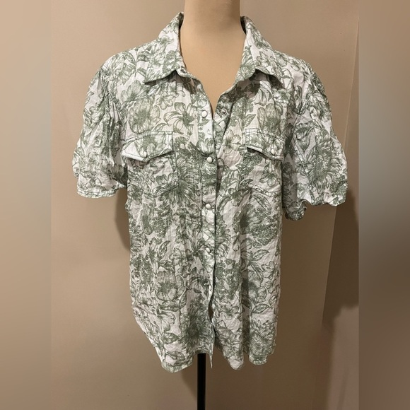 IVY JANE- WOMEN'S BOTANICAL SNAP FRONT COLLARED SHIRT, size Large - Picture 2 of 10